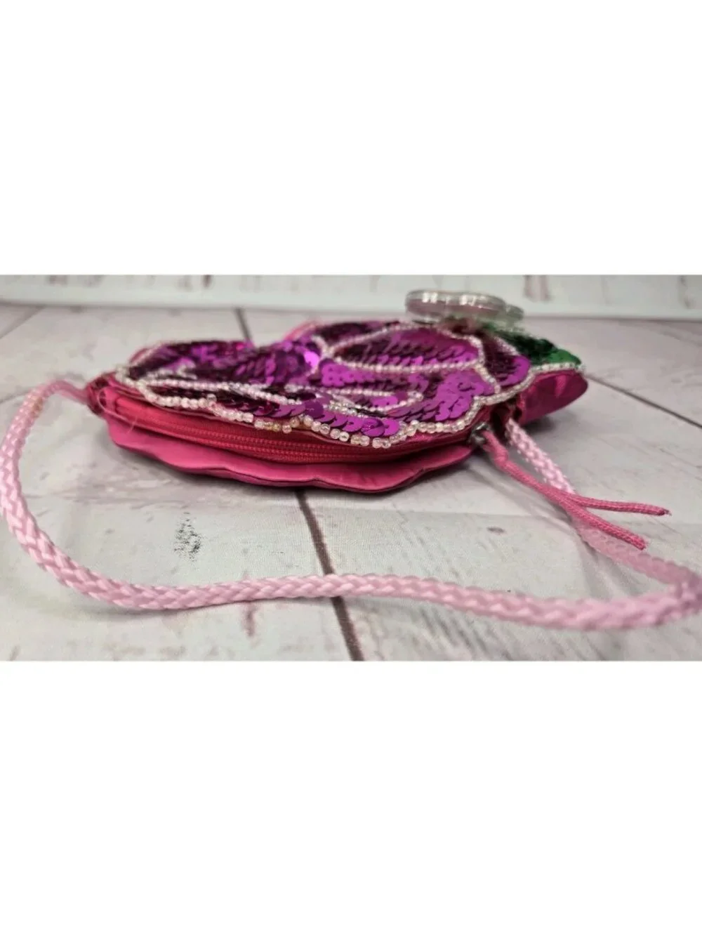 Disney Belle Sequined Heart Purse & Cinderella Faux Pearl Necklace Working